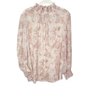 Maternity First Love Ivory Floral Plisse Mock Neck Blouse Size Medium